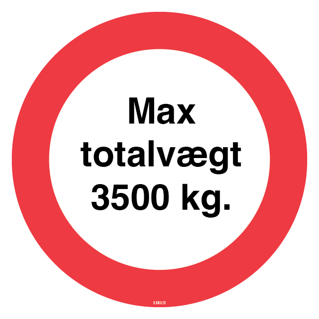 Max totalvægt 3500 kg skilt Køb hos E skilte dk