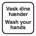 Vask dine hænder Wash your hands. Piktogram skilt