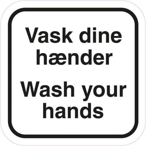 Vask dine hænder Wash your hands. Piktogram skilt