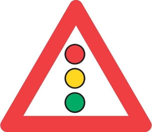 Advarselstrekant - Trafiklys skilt