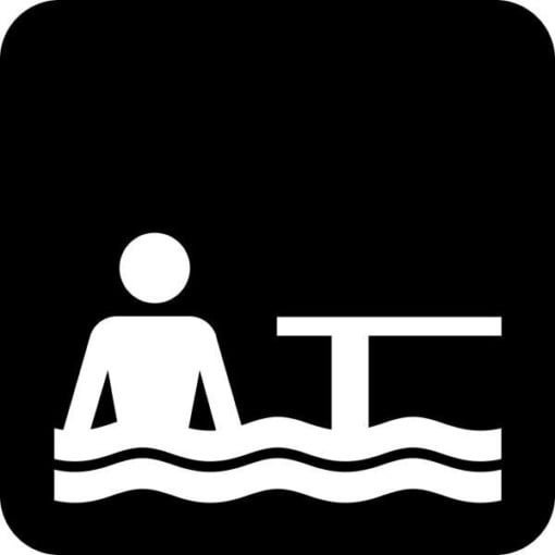 Badning fra badebro - Piktogram skilt