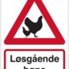 Advarsel Løsgående høns. Advarselsskilt