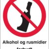 Alkohol og rusmidler forbudt skilt
