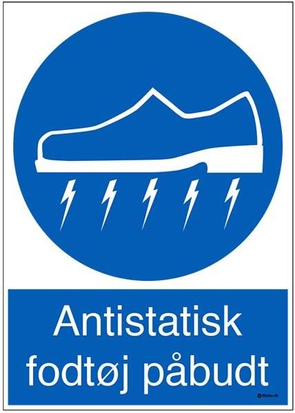 Antistatisk fodtøj påbudt. Påbudsskilt Antistatisk fodtøj påbudt. Påbudsskilt
