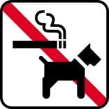Røg + hund forbud. Piktogram skilt