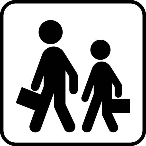 Skolebørn. Piktogram skilt Skolebørn. Piktogram skilt