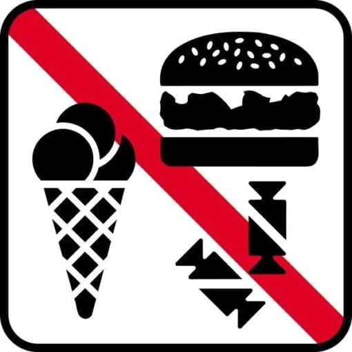 Slik og madvare forbud - Piktogram skilt