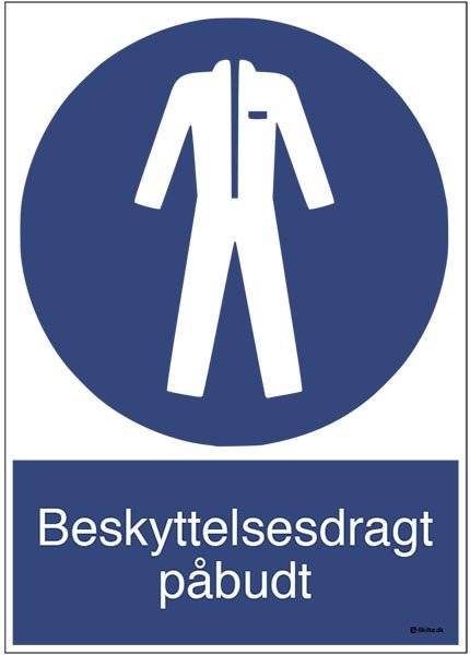 Beskyttelsesdragt påbudt M010 ISO 7010 . Påbudsskilt Beskyttelsesdragt påbudt M010 ISO 7010 . Påbudsskilt