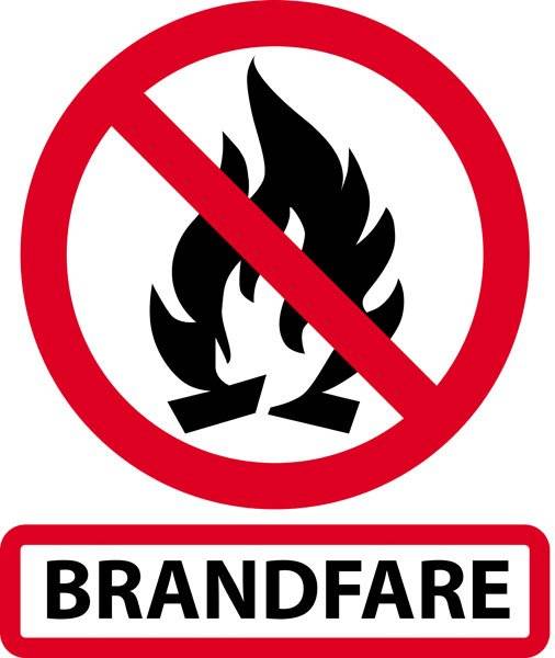 Brandfare firkantet skilt Brandfare firkantet skilt