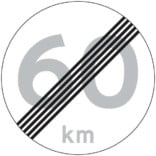 C56 Hastighedsbegrænsning ophørstavle skilt