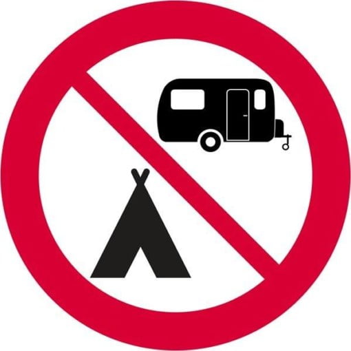 Campingforbud skilt