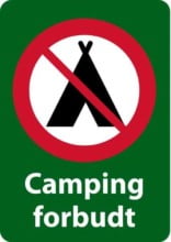 Camping forbudt skilte