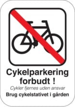 Cykel Parkering Forbudsskilt - Cykler fjernes uden ansvar