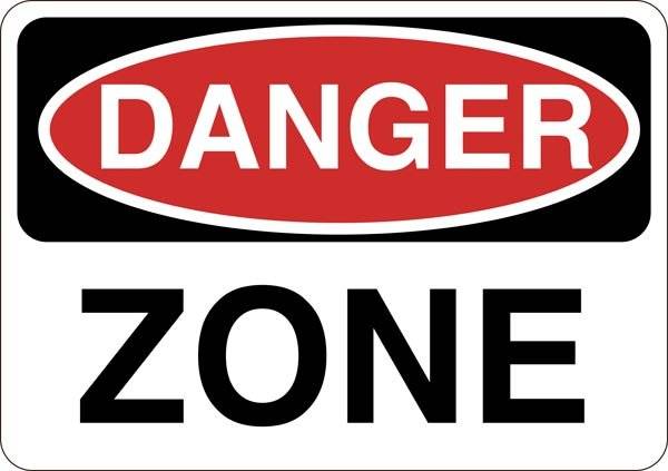 Danger zone. Advarselsskilt
