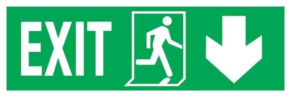 Exit Left-man Run Right-arrow Down. Redningsskilte.