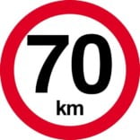70 km.Hastighedsbegrænsnings skilt