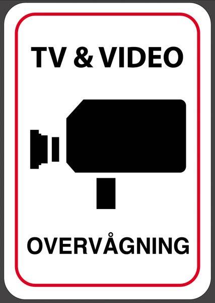 TV&Video overvågning. Skilt