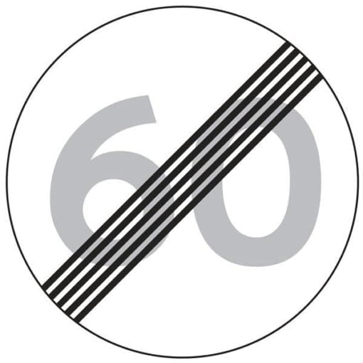 C56 Ophør af hastighedsbegrænsning. Skilt