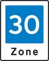 E53 Område med fartdæmpning. Zone skilt