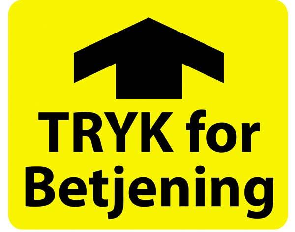 Tryk for betjening Gul2op. Lamineret print Tryk for betjening Gul2op. Lamineret print