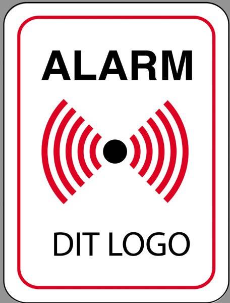 Alarm skilt med eget logo eller tekst