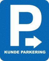 Parkerings skilt P Kunde parkering m pil højre. Parkeringsskilt