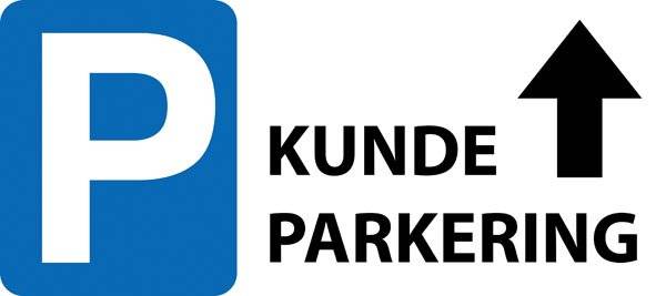 P Kundeparkering med pil frem skilt P Kundeparkering med pil frem skilt