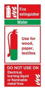 Fire Extinguisher Water: Brandskilt