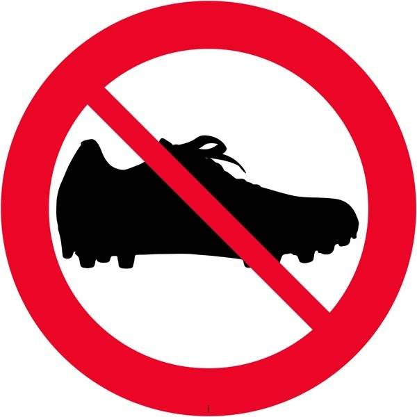 Fodboldstøvle forbudskilt