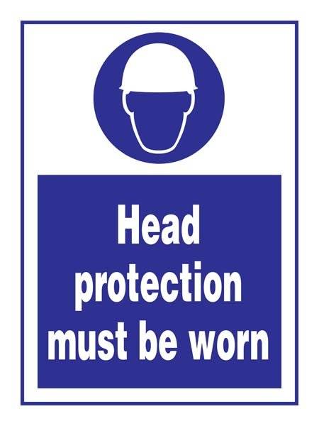 Head Protection Must Be Worn: Påbudsskilt