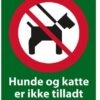 Hunde og katte er ikke tilladt i haven. Forbudsskilt