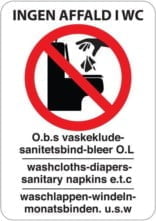 Ingen affald i wc. Forbudsskilt