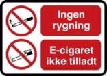 Ingen Rygning El cigaret ikke tilladt. Rygeforbudsskilt