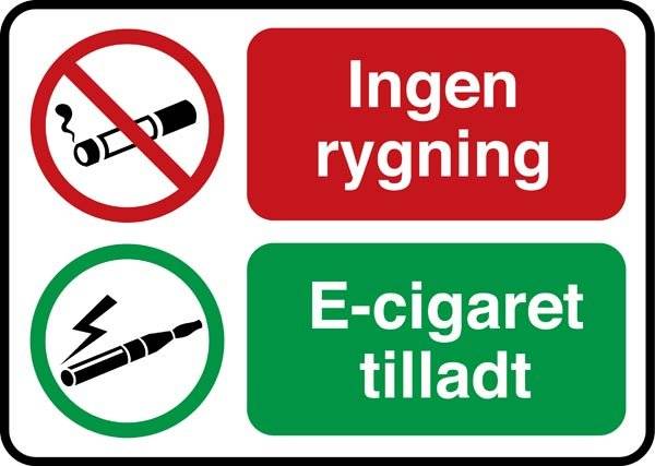 Ingen Rygning El cigaret tilladt. Rygeforbudsskilt