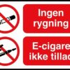 Ingen Rygning El cigaret ikke tilladt. Rygeforbudsskilt