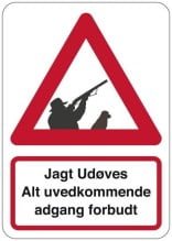 Advarselsskilt - Jagt Udøves. Al uvedkommende adgang forbudt