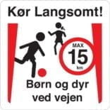Kør langsomt legende børen Børn og dyr ved vejen. Legendebørnskilt