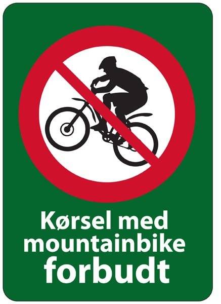 Kørsel med mountainbike forbudt forbudsskilt