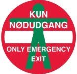 Kun Nødudgang Only Emergency exit skilt