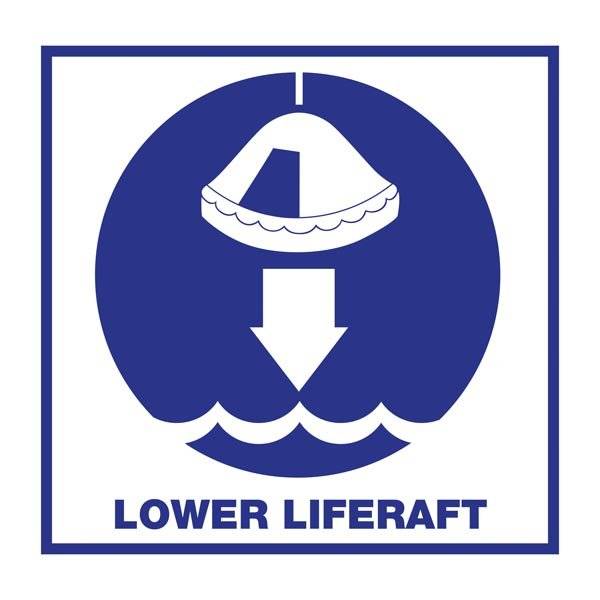 Lower Liferaft: Redningsskilt