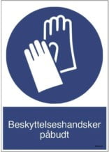 Beskyttelseshandsker påbudt M009 ISO 7010 . Påbudsskilt