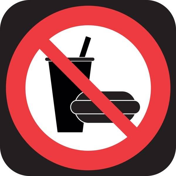Mad og drikke forbudt -Piktogram skilt