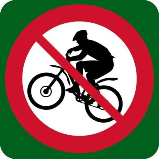 Mountainbike forbudt skilt