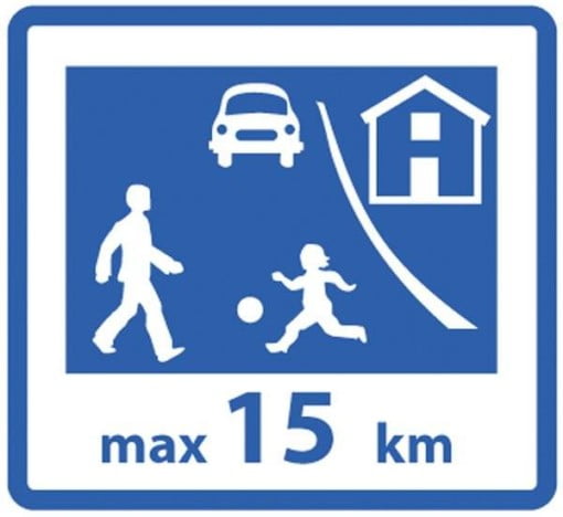 Legende børn max15 km. skilt