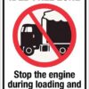 Idle-free zone Stop the engine during loading and unloading goods. Forbudsskilt