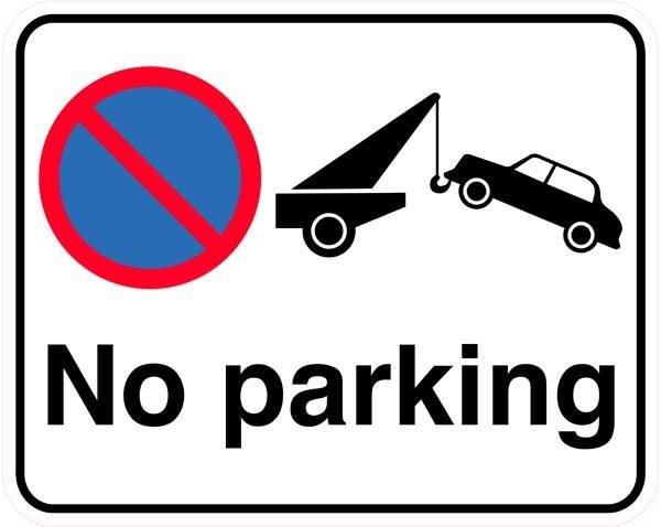 No parking. Parkeringsforbudt skilt