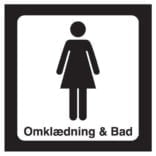 Dame Omklædning & Bad. Toiletskilt