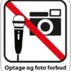 Optage og fotograferings forbud Piktogram skilt
