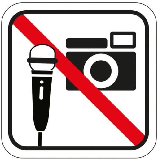Optage og fotograferings forbuds piktogram. skilt