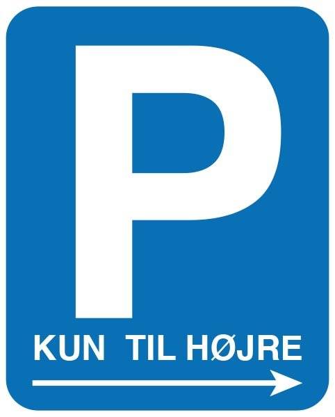 P kun til højre Skilt P kun til højre Skilt